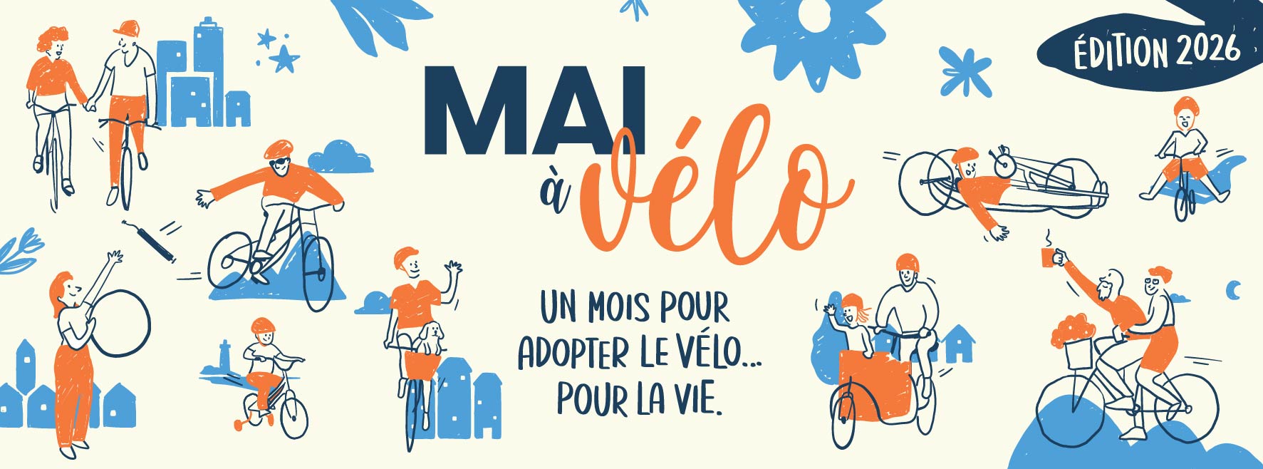 Affiche d'appel à participation Mai à vélo 2024 : un mois pour se remettre en selle, créez des évènements ludiques autour du vélo
