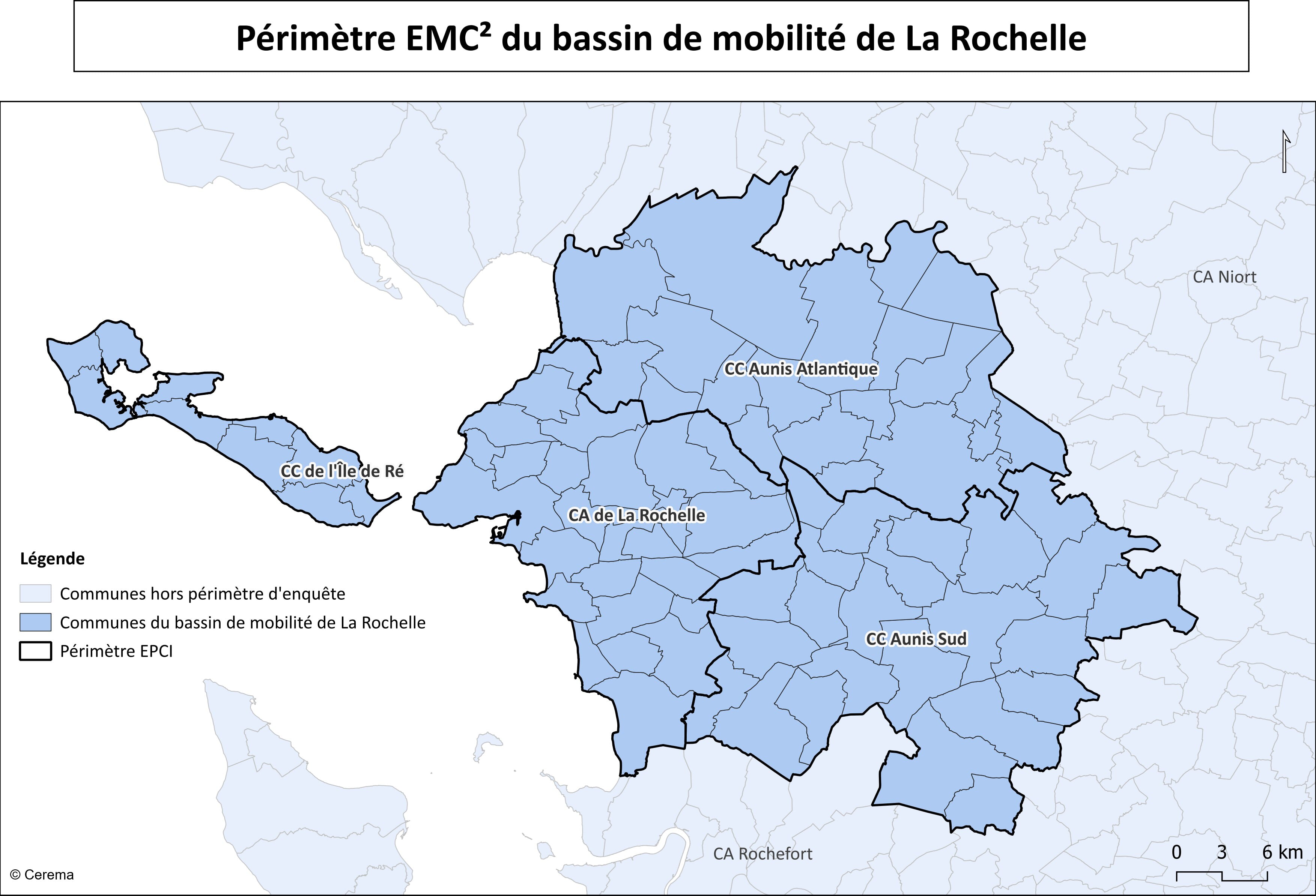 Carte des secteurs enquêtés - bassin de vie Ile de Ré, Agglo La Rochelle, Aunis Atlantique, Aunis Sud