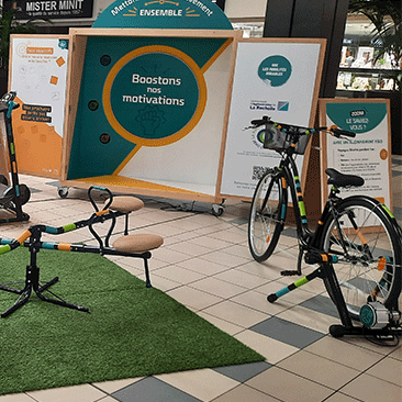 Module  de l'exposition "Notre mobilité de demain" : boostons notre motivation, vélos à énergie