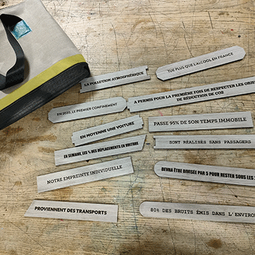 Puzzle de 12 étiquettes portant des phrases en lien avec la mobilité