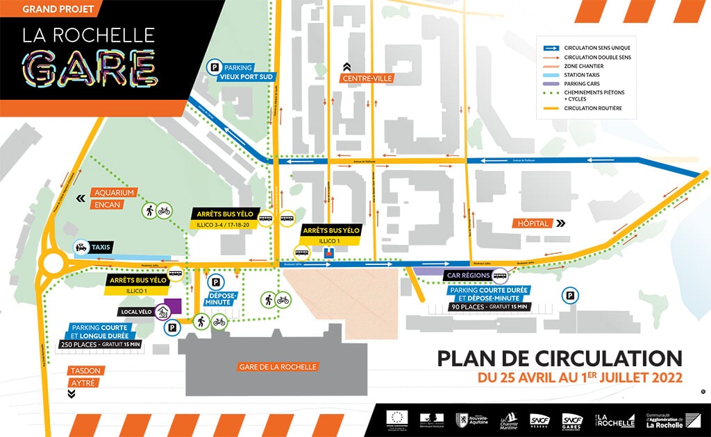 Gare de La Rochelle plan de circulation du 25 avril au 1er juillet 2022