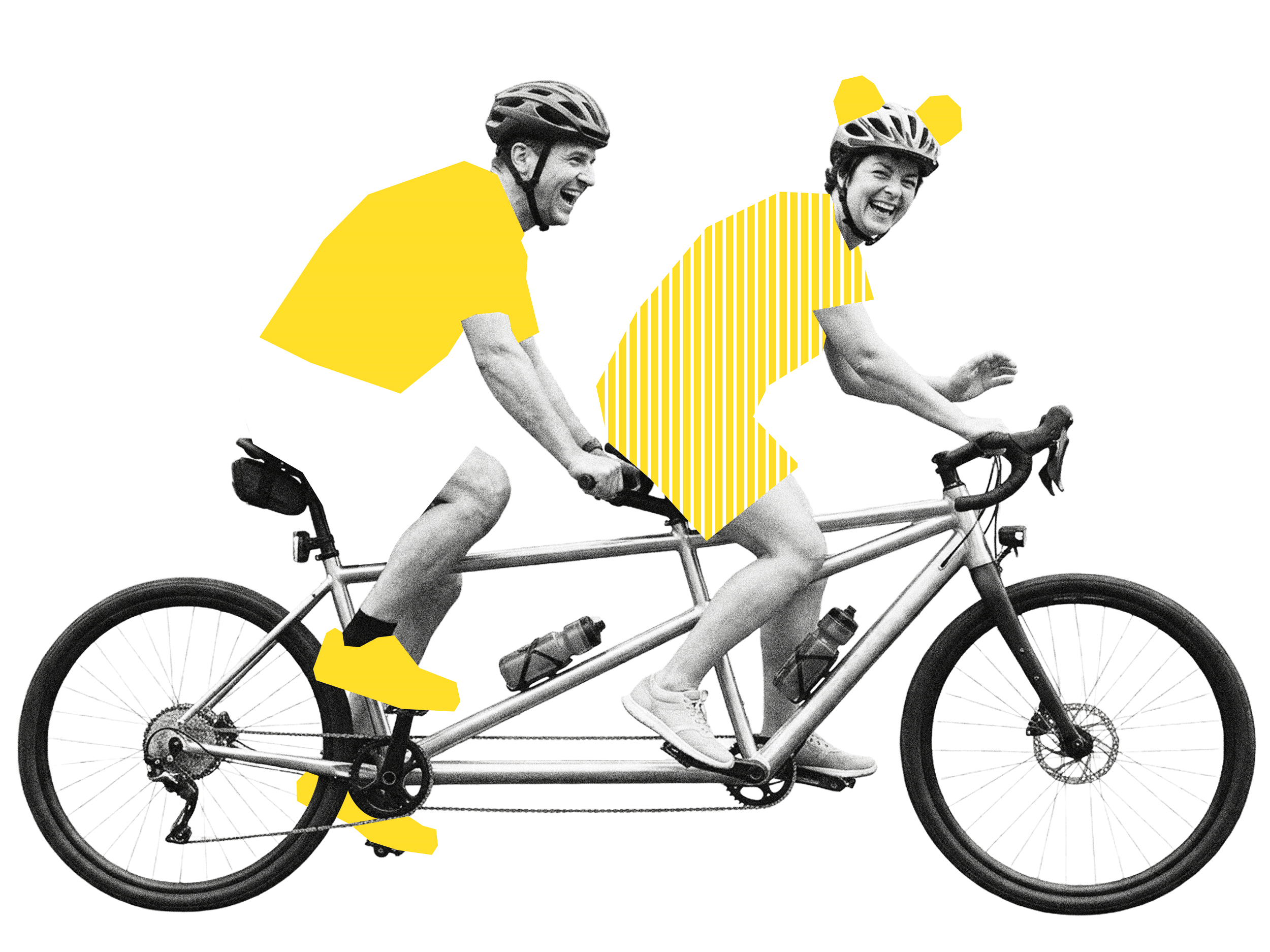 homme et femme sur vélo tandem