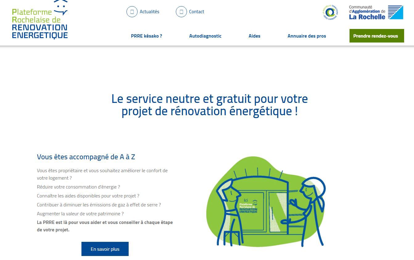 Site web de la Plateforme Rochelaise de Rénovation Énergétique