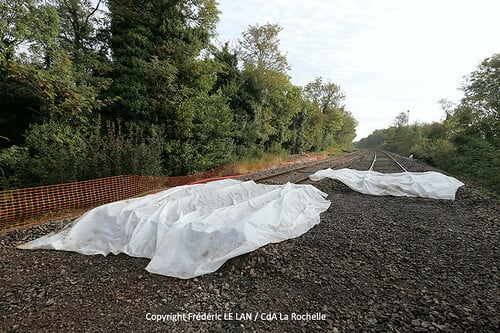 Travaux spectaculaires piste cyclable à Périgny